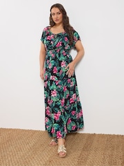 Svart - Yours Curve Bardot Maxikjole med Knyting i Halsen - Bilde 3 av 5