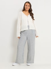 Yours Curve Cream Pointelle Knitted Cardigan - Image 2 of 6