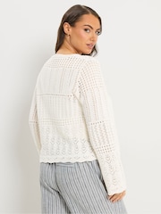 Yours Curve Cream Pointelle Knitted Cardigan - Image 3 of 6