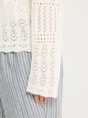 Yours Curve Cream Pointelle Knitted Cardigan - Image 4 of 6