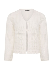 Yours Curve Cream Pointelle Knitted Cardigan - Image 6 of 6