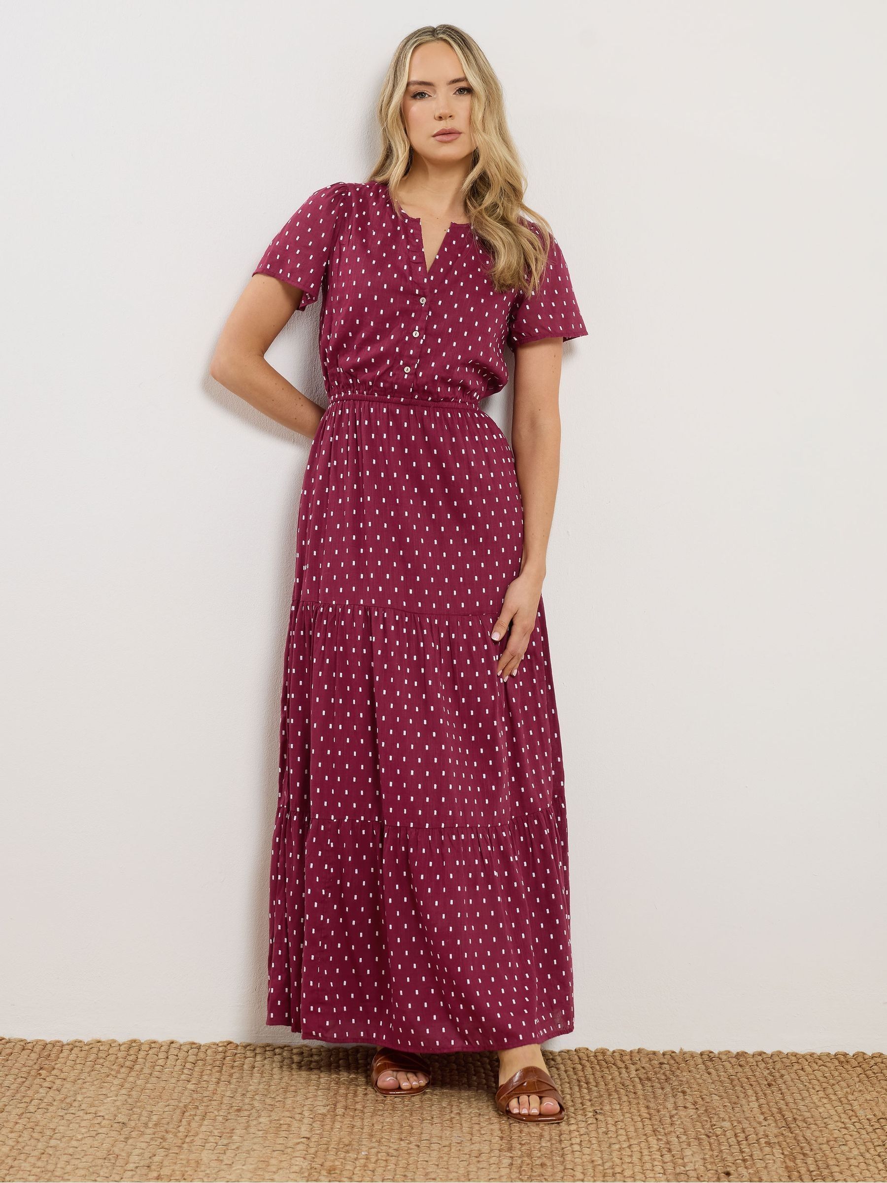 Buy Long Tall Sally Pink Dobby Tiered Maxi Dress from Next Norway