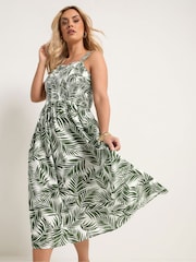 Yours Curve Green Shirred Maxi Dress - Image 1 of 5
