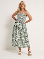 Yours Curve Green Shirred Maxi Dress - Image 3 of 5
