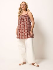 Yours Curve Red Pleated Cami - Image 2 of 5