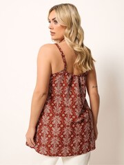 Yours Curve Red Pleated Cami - Image 3 of 5