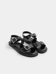 Yours Curve Black Wide Fit EEE Sandal - Image 2 of 4