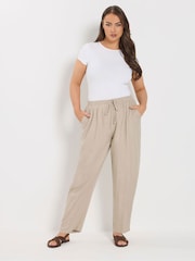 Yours Curve Natural Barrel Leg Trousers - Image 3 of 5