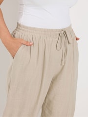 Yours Curve Natural Barrel Leg Trousers - Image 4 of 5