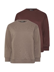 Yours Curve Brown Sweatshirts 2 Pack - Image 6 of 8