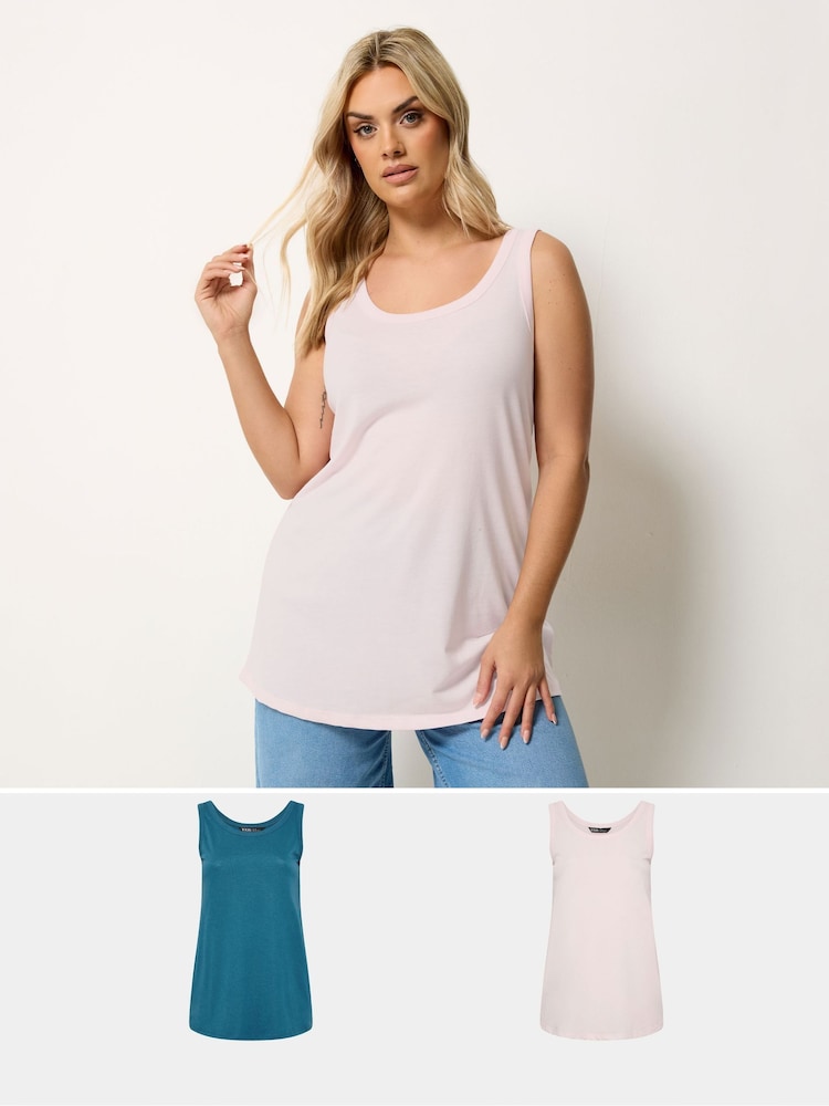 Yours Curve Blue Core Basic Vests 2 Pack - Image 1 of 8