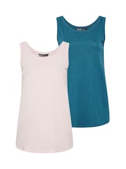 Yours Curve Blue Core Basic Vests 2 Pack - Image 6 of 8