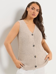 Yours Curve Natural Button Through Knitted Waistcoat - Image 1 of 6