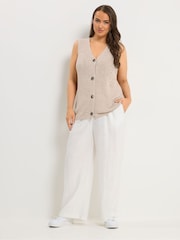 Yours Curve Natural Button Through Knitted Waistcoat - Image 3 of 6