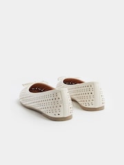 Yours Curve White Extra Wide Fit EEE Faux Leather Cut Out Ballet Pumps - Image 3 of 5