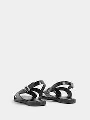 Yours Curve Black Wide Fit EEE Faux Leather Cross Over Strap Sandals - Image 4 of 5