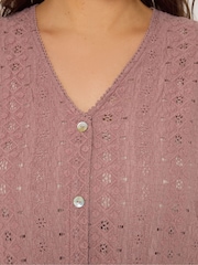 Yours Curve Pink Broderie Anglaise Blouse - Image 4 of 5