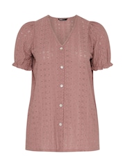 Yours Curve Pink Broderie Anglaise Blouse - Image 5 of 5