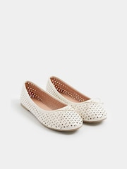 Yours Curve White Wide Fit EEE Faux Leather Cut Out Ballet Pumps - Image 4 of 5