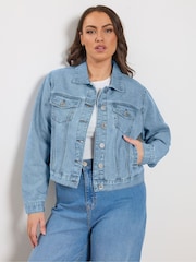 Yours Curve Light Blue Denim Jacket - Image 1 of 5