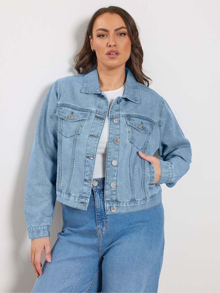 Yours Curve Light Blue Denim Jacket - Image 1 of 5