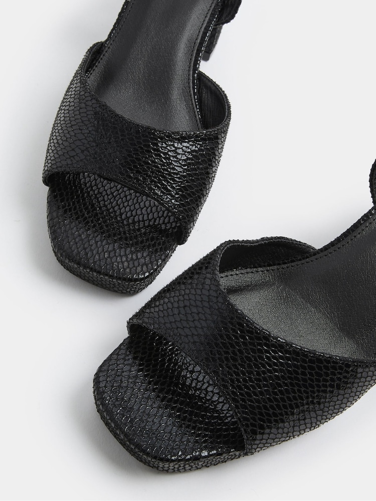 Yours Curve Black Extra Wide Fit Square Toe Occasion Platform Sandals - Image 5 of 5