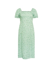 PixieGirl Green Daisy Square Neck Puff Sleeve Midi Dress - Image 5 of 5