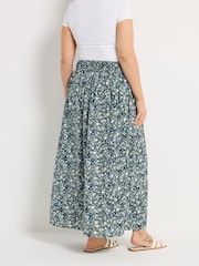 Yours Curve Blue Ditsy Border Midaxi Skirt - Image 3 of 5