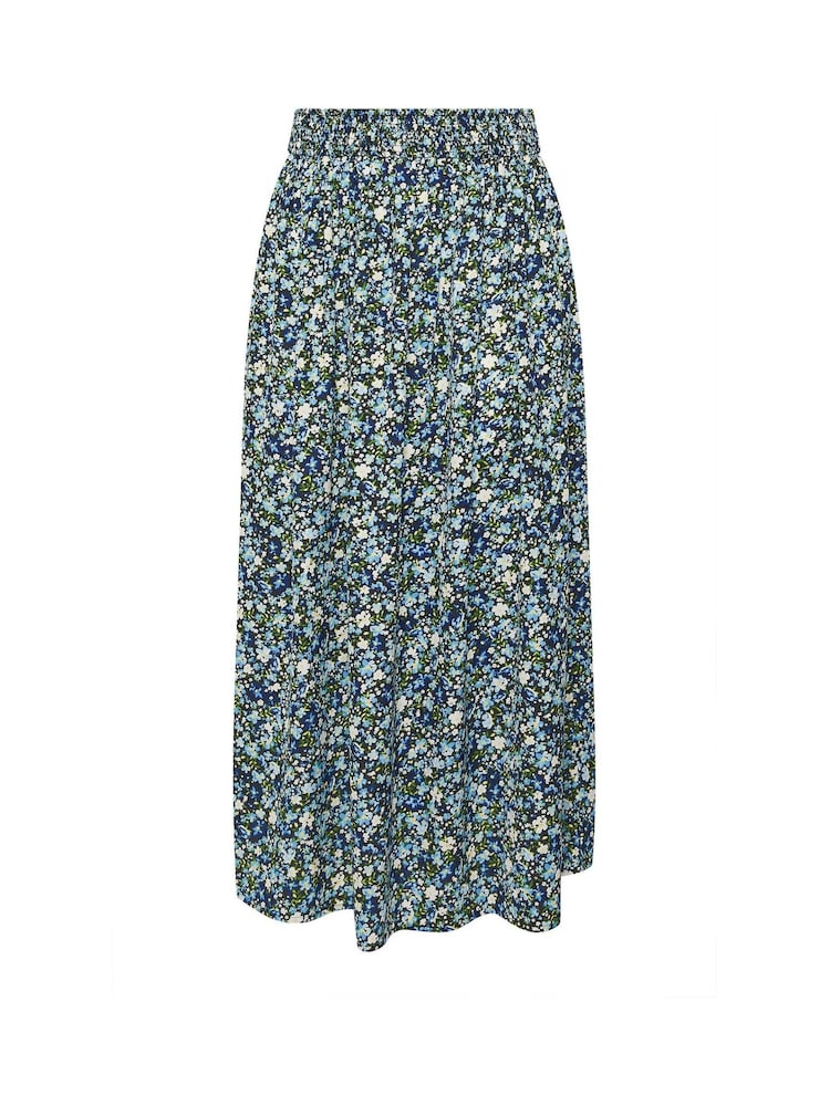 Yours Curve Blue Ditsy Border Midaxi Skirt - Image 5 of 5 Yours Curve Blue Ditsy Border Midaxi Skirt - Image 5 of 5