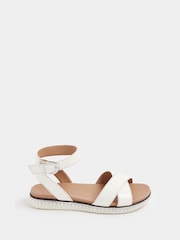 Yours Curve White Extra Wide Fit EEE Cross Over Strap Sandals - Image 2 of 5