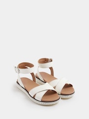 Yours Curve White Extra Wide Fit EEE Cross Over Strap Sandals - Image 3 of 5