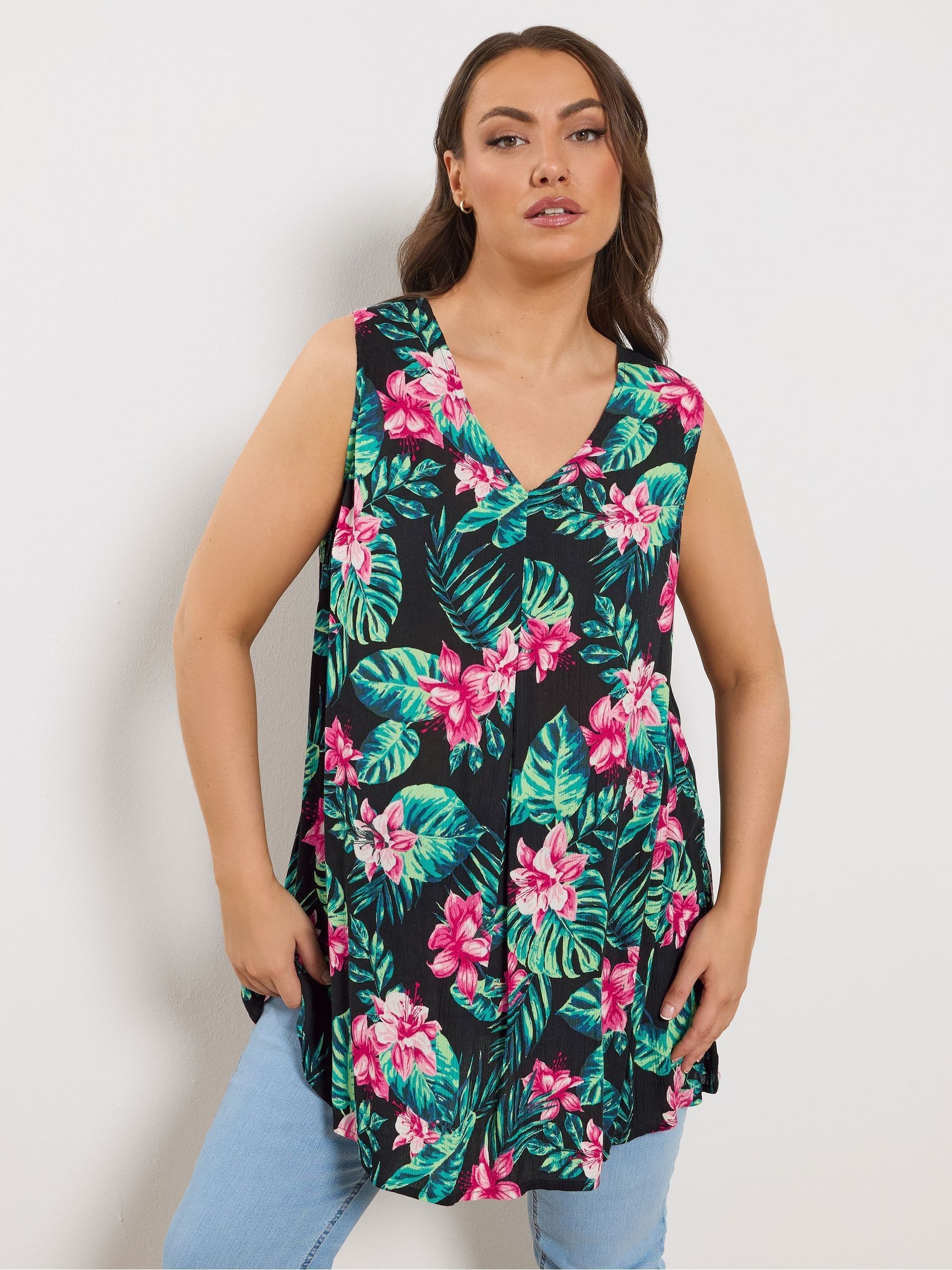 Yours Curve Women's Black Front Vest Top