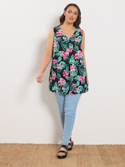 Yours Curve Black Front Vest Top - Image 2 of 5