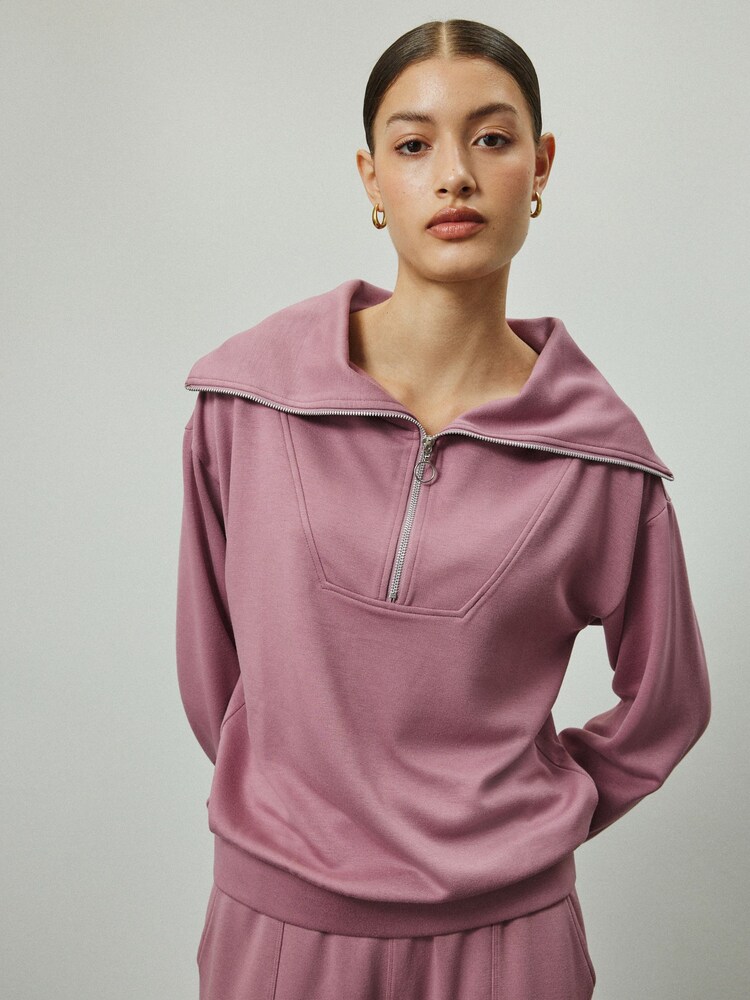 Rosa - Half Zip Jersey Sweatshirt - Imagen 2 de 8 Rosa - Half Zip Jersey Sweatshirt - Imagen 2 de 8