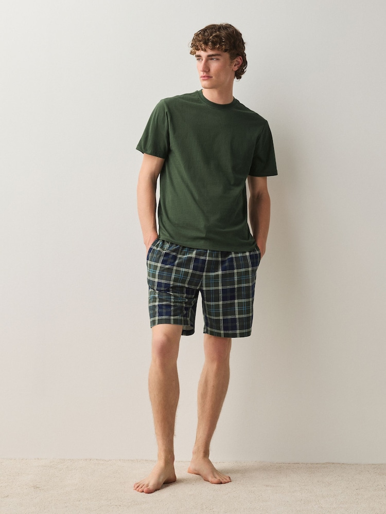 Green Cosy Short Sleeve Jersey Pyjamas Set - Image 1 of 10