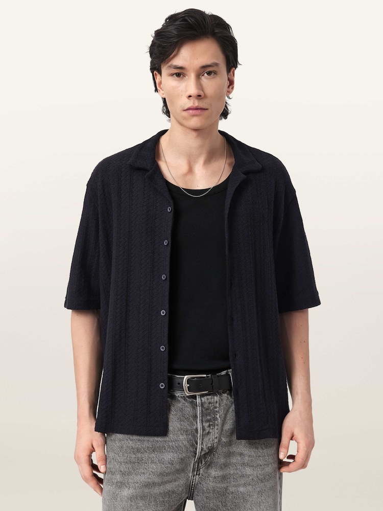 AllSaints Black Trace Short Sleeve Shirt - Image 1 of 6