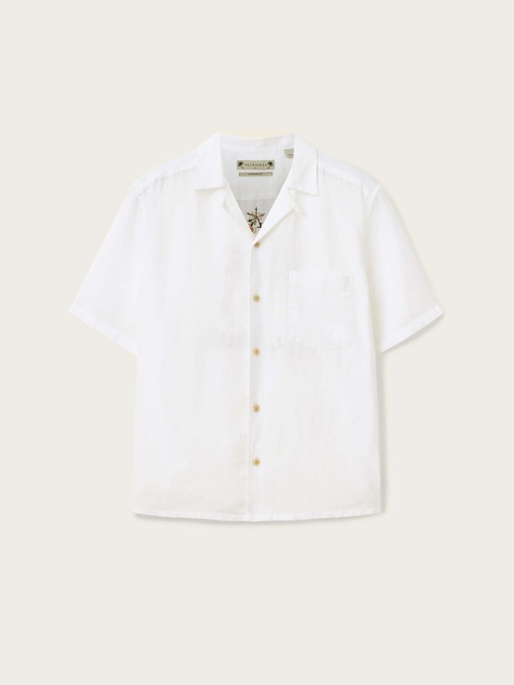 AllSaints Cream Tri Short Sleeve Shirt - Image 9 of 9