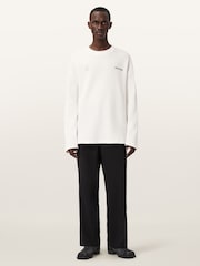 Allsaints חולצת טי עם צווארון עגול ושרוולים ארוכים ועיטור מגן - תמונה 3 מתוך 8