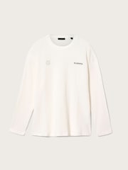 Allsaints חולצת טי עם צווארון עגול ושרוולים ארוכים ועיטור מגן - תמונה 8 מתוך 8