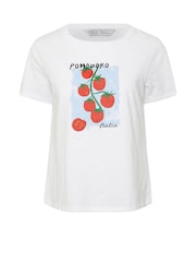 M&Co White Petite Pomodoro Placement Print T-Shirt - Image 1 of 1
