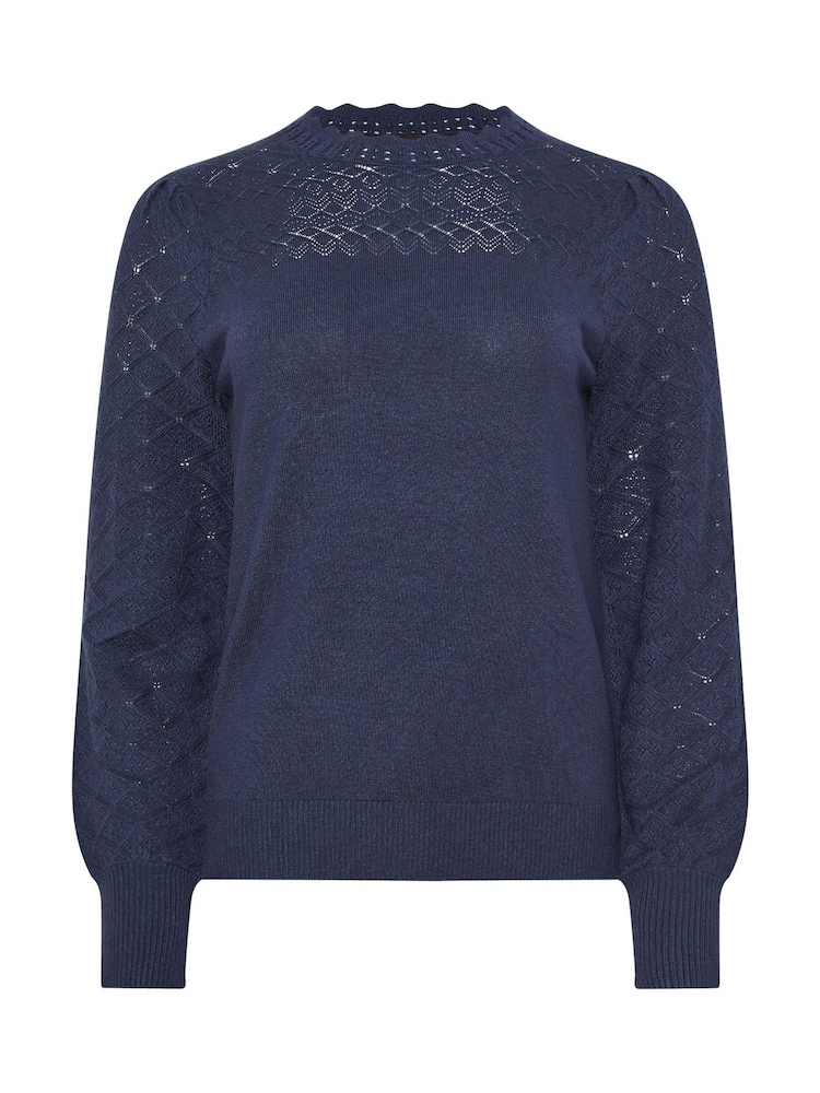 M&Co Blue Pointelle Detail Jumper - Image 5 of 5 M&Co Blue Pointelle Detail Jumper - Image 5 of 5