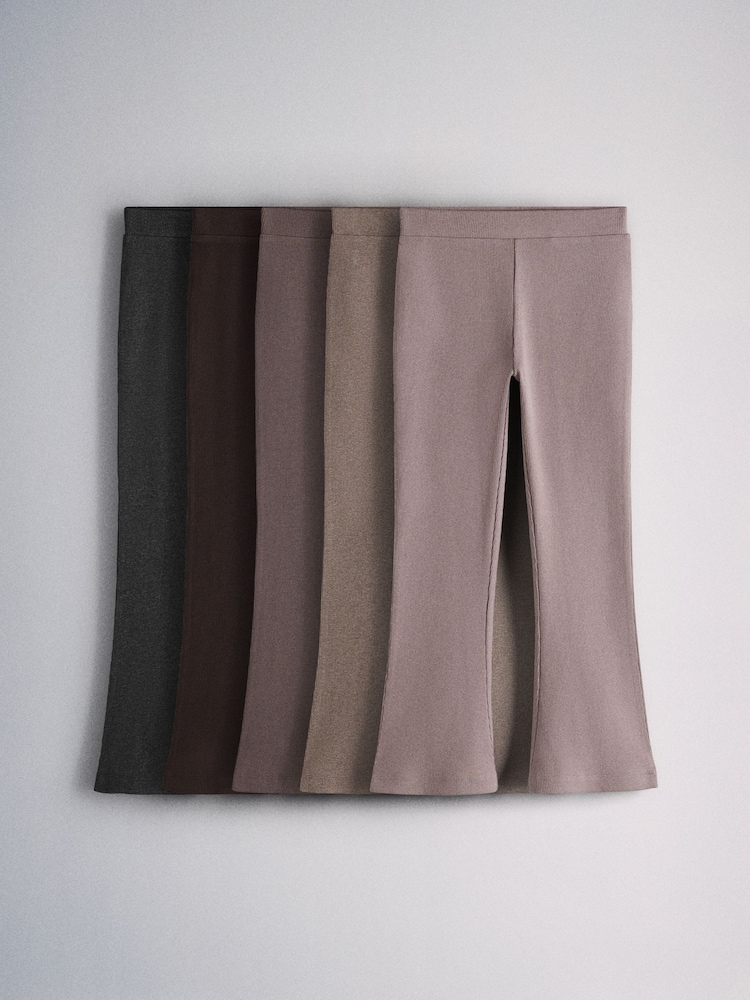 The Set 5 Pack Ribbed Flare Leggings Pink/Purple/Brown Marl/Chocolate Brown - Image 1 of 7 The Set 5 Pack Ribbed Flare Leggings Pink/Purple/Brown Marl/Chocolate Brown - Image 1 of 7