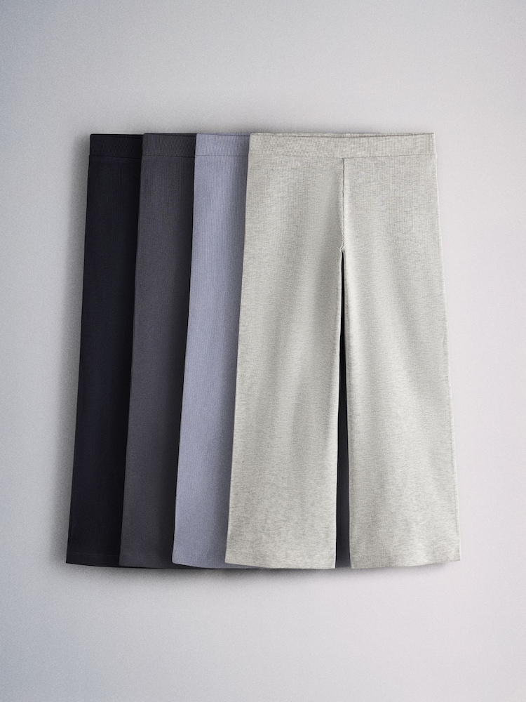 The Set 4 Pack Wide Leg Rib Jersey Leggings Blue/Navy/Cream/Grey - Image 1 of 7 The Set 4 Pack Wide Leg Rib Jersey Leggings Blue/Navy/Cream/Grey - Image 1 of 7