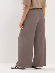 PixieGirl Dark Brown Textured Wide Leg Trousers - Image 3 of 5