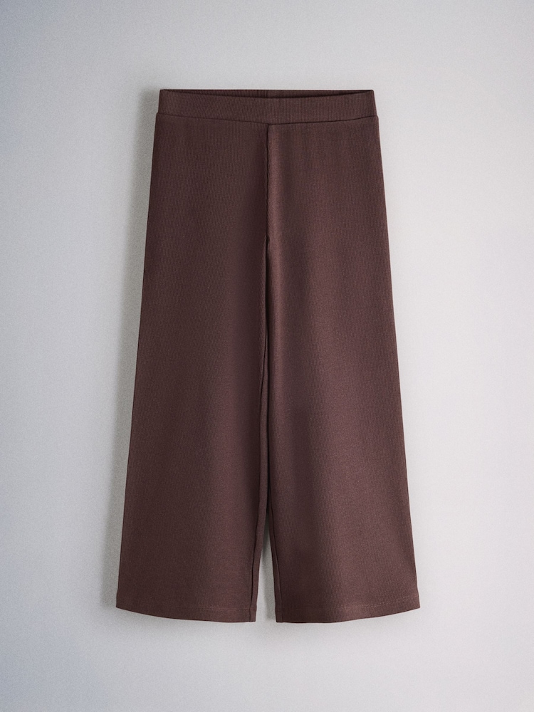The Set 4 Pack Wide Leg Rib Jersey Leggings Pink/Purple/Chocolate Brown/Cream - Image 2 of 7 The Set 4 Pack Wide Leg Rib Jersey Leggings Pink/Purple/Chocolate Brown/Cream - Image 2 of 7