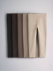 The Set 5 Pack Rib Jersey Leggings Black/Chocolate Brown/Brown/Oatmeal Marl - Image 1 of 8