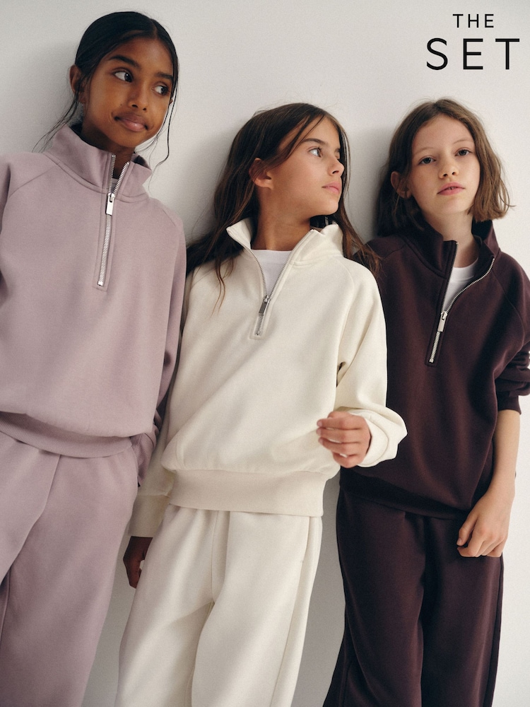The Set 3 Pack Zip Neck Sweatshirts Pink/Purple/Cream - Image 14 of 14 The Set 3 Pack Zip Neck Sweatshirts Pink/Purple/Cream - Image 14 of 14