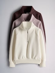 The Set 3 Pack Zip Neck Sweatshirts Pink/Purple/Cream - Image 2 of 14
