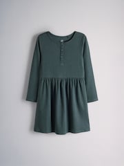 The Set 5 Piece Long Sleeve Jersey Henley Frill Shoulder T-Shirt Wide Leg Joggers and Henley Dress Set Burgundy Red/Green/Stripe - Image 2 of 8