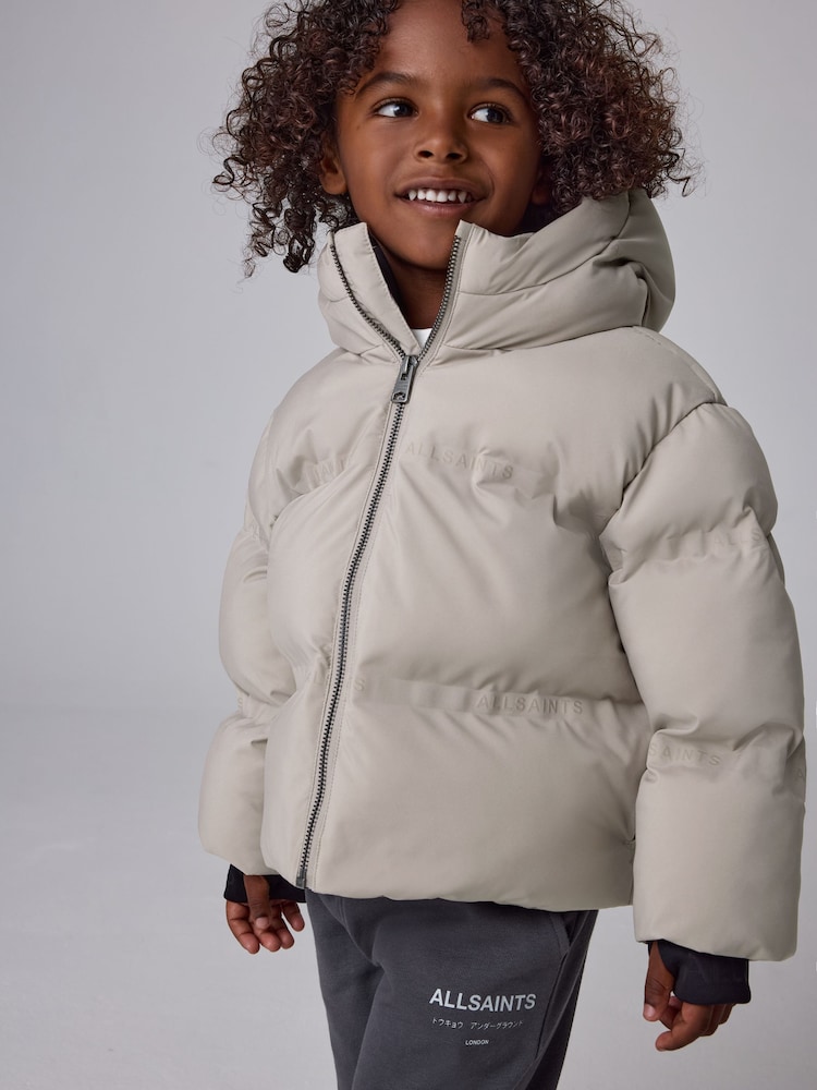 smALLSAINTS Neutral Heatseal Logo Short Length Coat - Image 1 of 11 smALLSAINTS Neutral Heatseal Logo Short Length Coat - Image 1 of 11